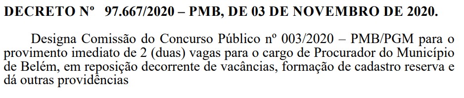 concurso procurador belém autorização de vagas