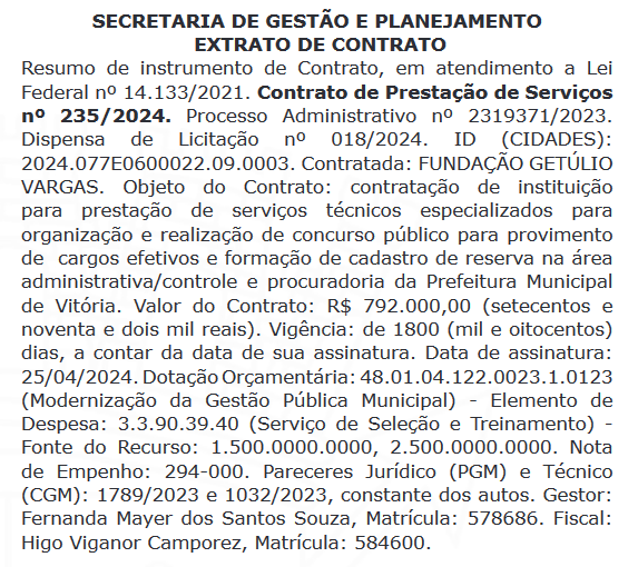 concurso procurador vitória banca organizadora